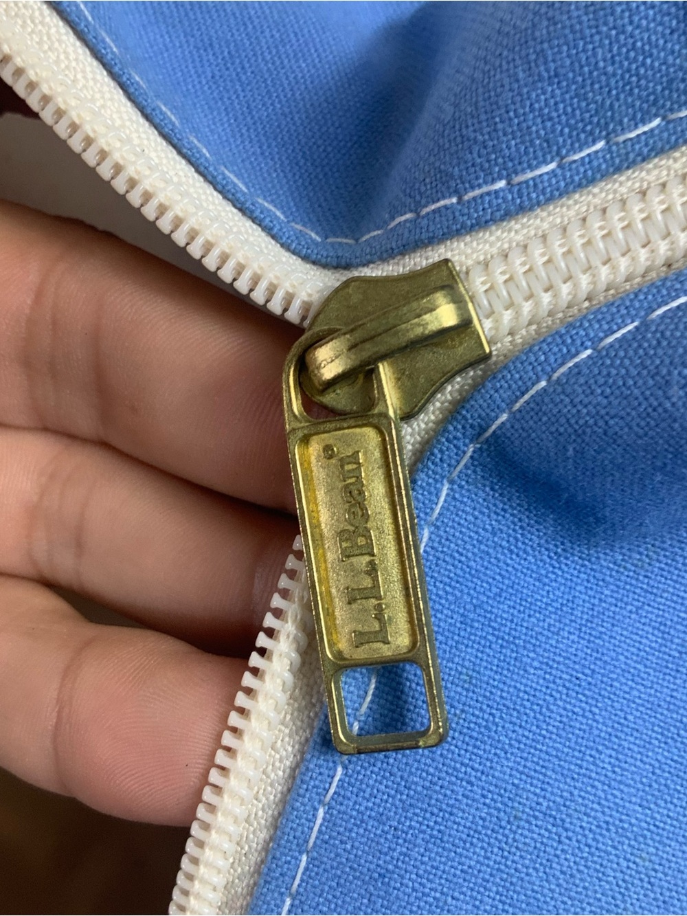 L.L. Bean Boat and Tote Extra Large XL Canvas Bag Zip Top Blue Heavy Duty - Picture 9 of 16